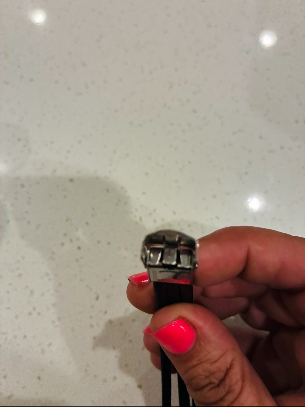 Black Leather Smart Bracelet with Silver Accent - Picture 4 of 5